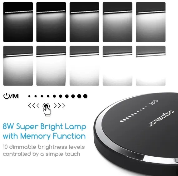 Aigostar - Lampada da tavolo LED dimmerabile con funzione Touch LED/8W/230V 3000-6000K nero