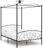 Letto a Baldacchino Nero in Metallo 140x200 cm 284477