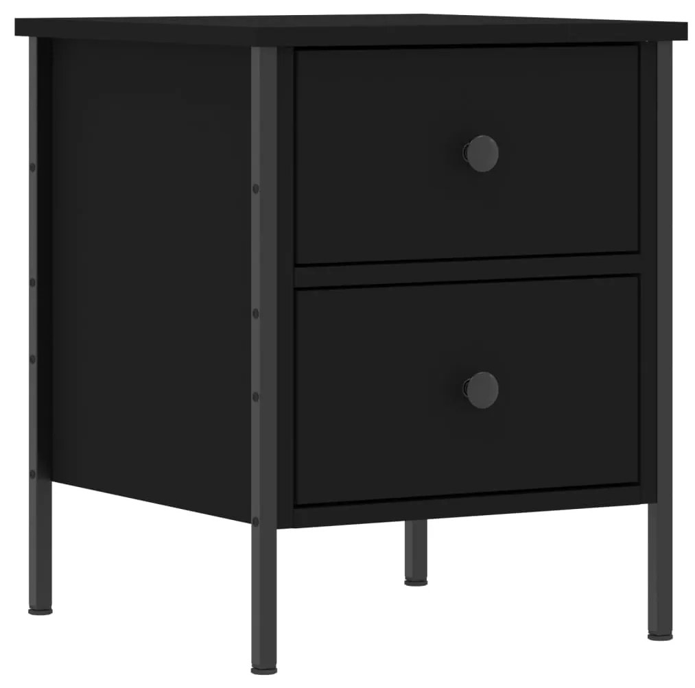 Comodino nero 40x42x50 cm in legno multistrato