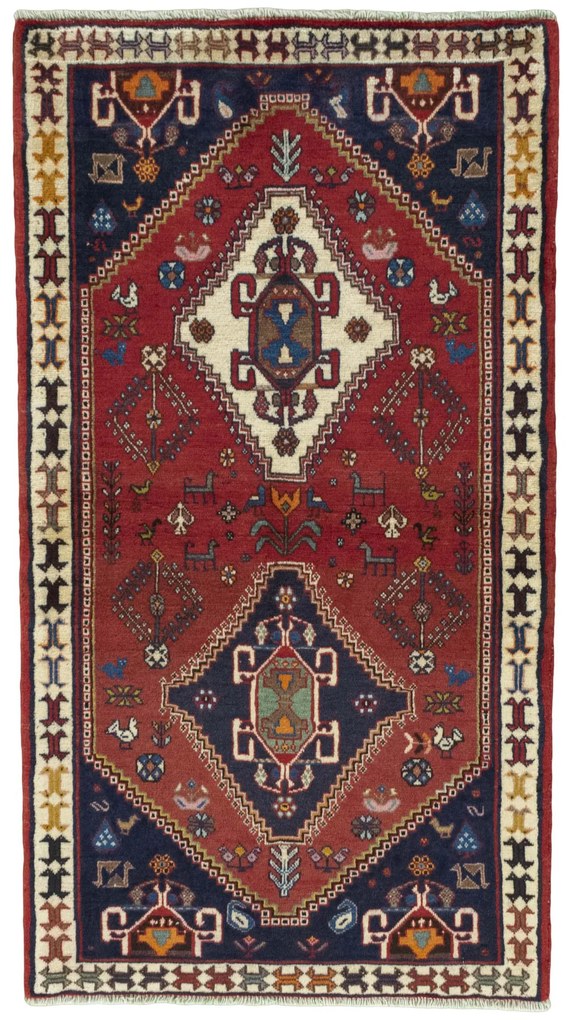Shiraz Tappeto persiano 80x150 Rosso (Iran) Annodato A Mano
