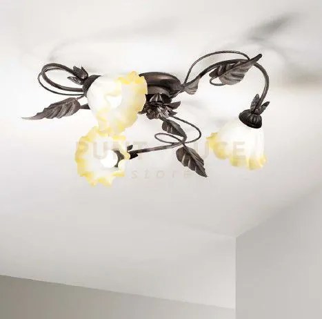 Plafoniera tristano marrone 3 luci attacco e14 d.68x20cm in metallo...