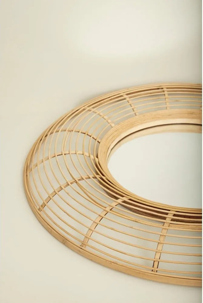 Specchio da appendere con cornice in bambù ø 80 cm Charm - Hübsch