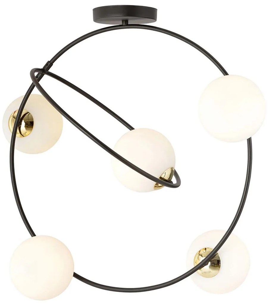 Lampadario Minimal Inanna Acciaio Nero Oro 5 Luci E14 Ip20