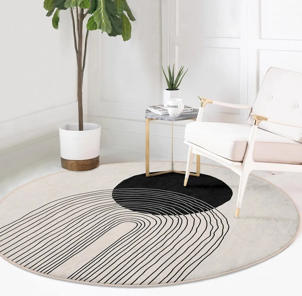 Tappeto rotondo color crema lavabile ø 80 cm Comfort – Mila Home