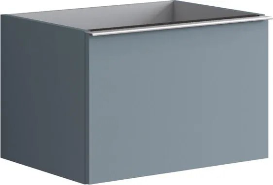 Mobile da bagno sospeso sotto lavabo Pixel plain 2 cassetti L 60 x H 40 x P 45.5 cm blu indaco e maniglia alluminio brillante