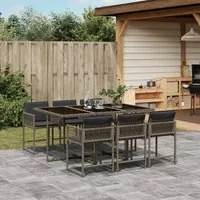 Set da Pranzo da Giardino 7 pz con Cuscini in Polyrattan Grigio 3211448