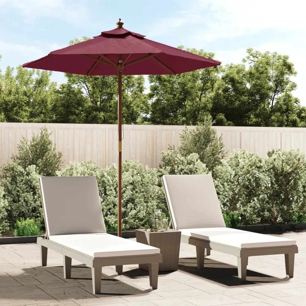 Ombrellone Da Giardino Con Palo İn Legno Bordeaux 196x231 Cm /