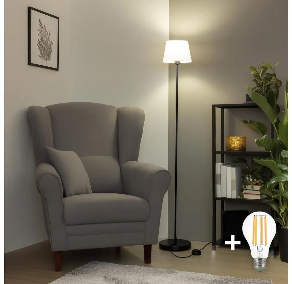 Brilagi - Lampada da terra LED CERIA 1xE27/40W/230V Ø 20,5 cm bianco/nero