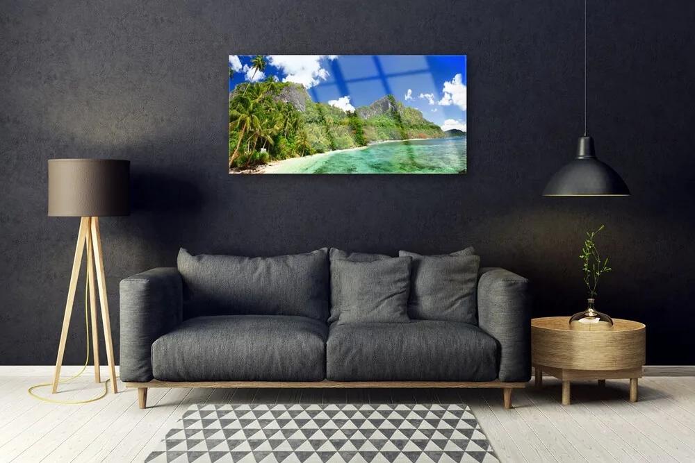 Quadro acrilico Paesaggio di montagna della spiaggia 100x50 cm