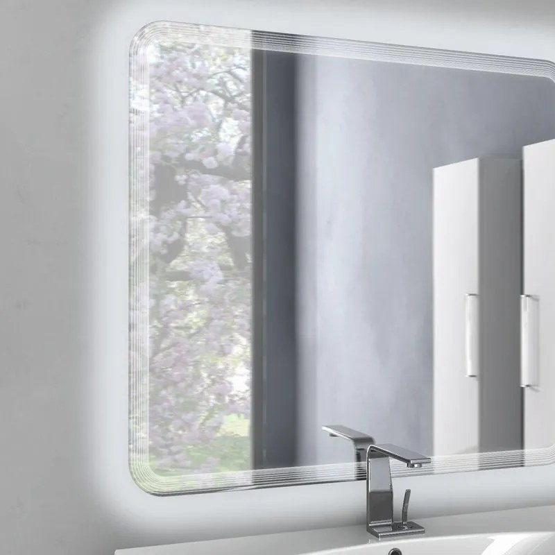 Specchio con illuminazione integrata bagno rettangolare Liverpool BADEN HAUS L 100 x H 90 x P 2 cm trasparente