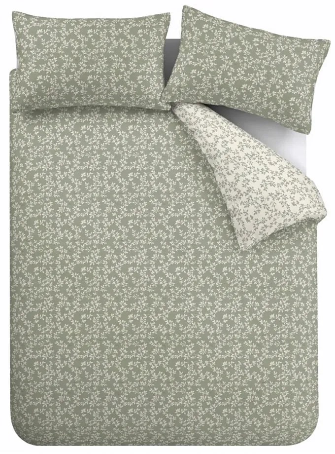 Biancheria in cotone verde per letto singolo 135x200 cm Shadow Leaves - Bianca