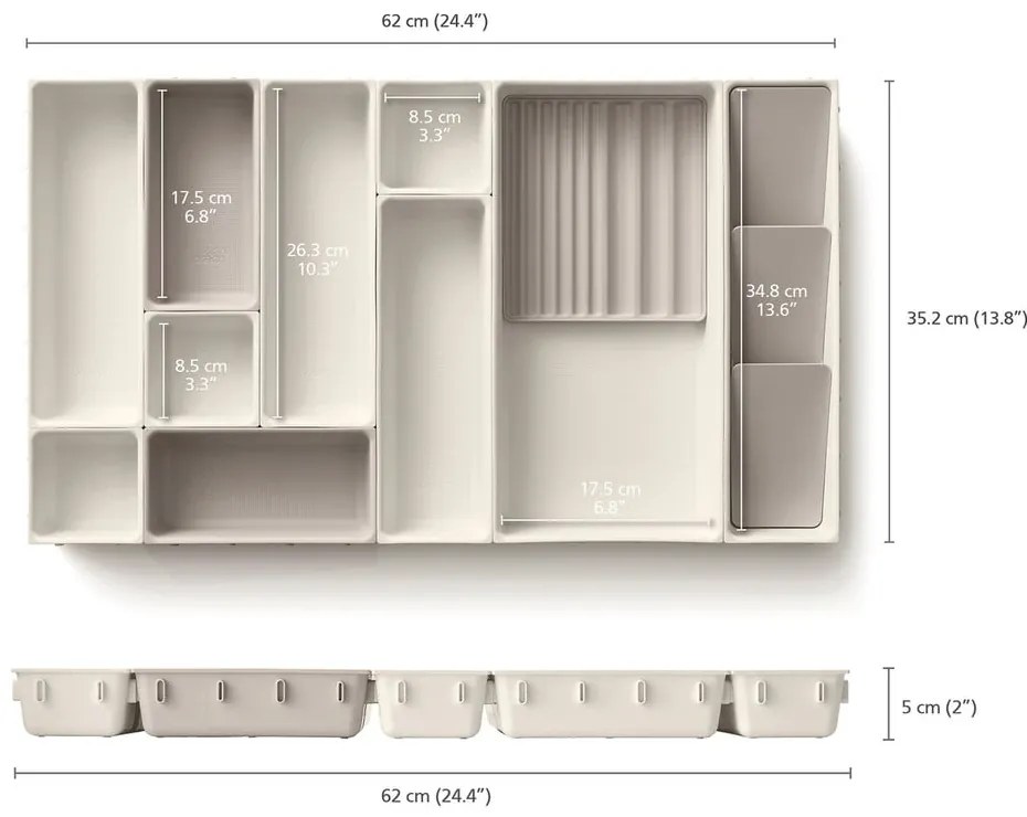 Organizzatori da bagno beige in set da 12 Viva - Joseph Joseph