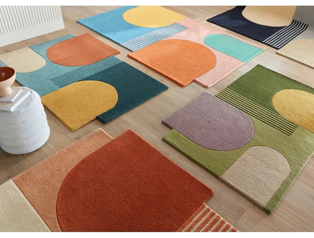 Tappeto color terracotta in lana tessuto a mano 120x180 cm Lozenge Terracotta – Flair Rugs