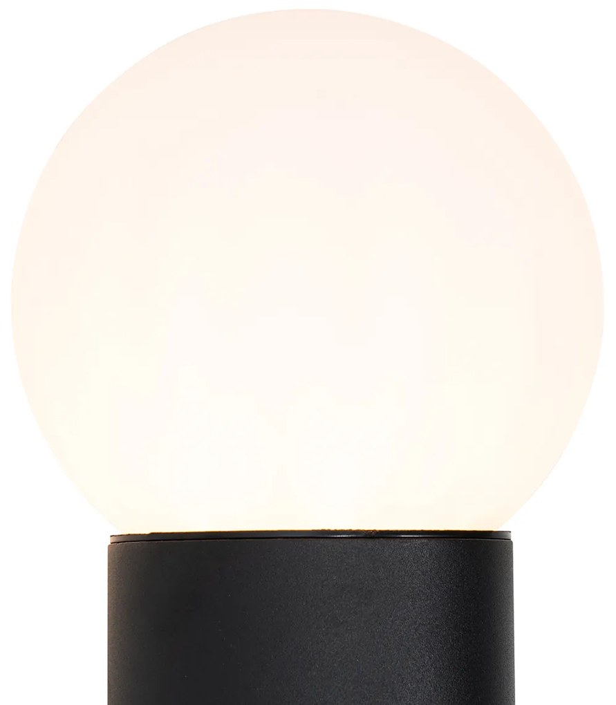 Lampada da parete per esterni nera con vetro opalino con sensore di movimento - Huma
