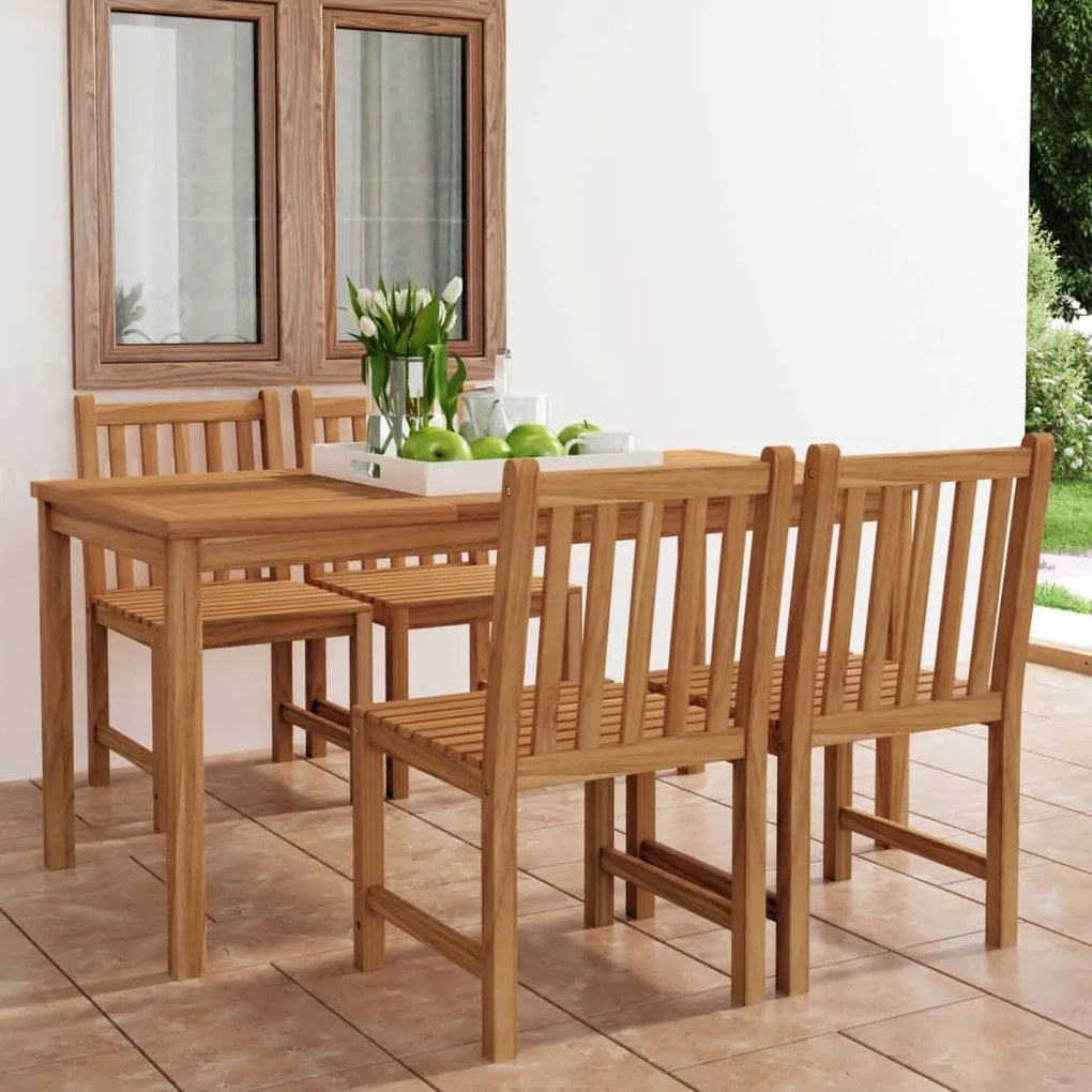 Set da pranzo per esterni 5 pz in legno massello di teak