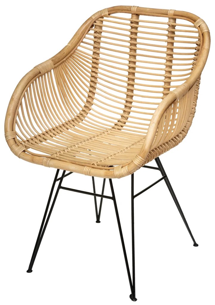 Poltrona in rattan con braccioli Koeta