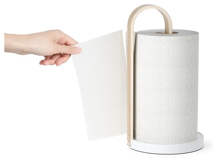 Portarotolo da cucina verticale in legno bianco ø 17 cm Bellwood – Umbra