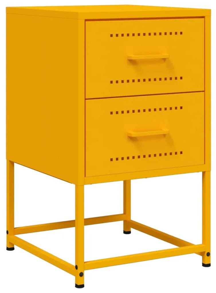 Comodini 2 pz giallo senape 36x39x60,5 cm in acciaio