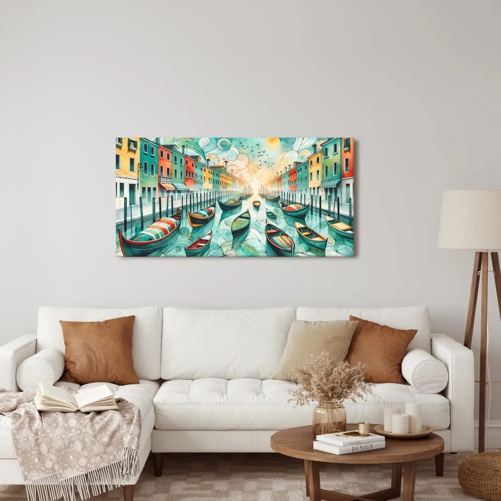 Quadro su tela – Canale veneziano pieno di vita e colori