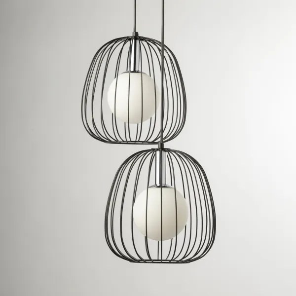 Lampadario a sospensione con filo BELL 2xG9/12W/230V nero/cromo lucido