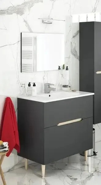 Mobile Bagno con specchio  Lotto 2 Cassetti 80X80X45H