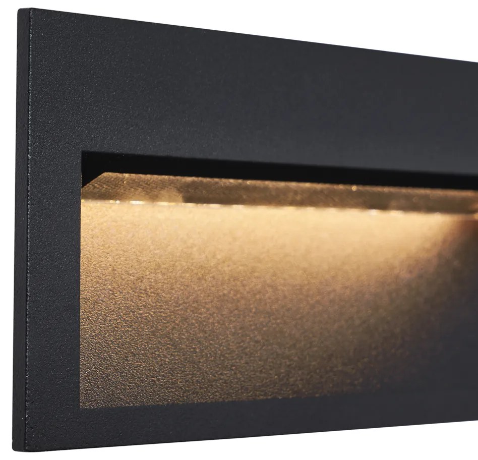Applique da parete ad incasso moderna nera 16cm incl. LED IP65 - Mert