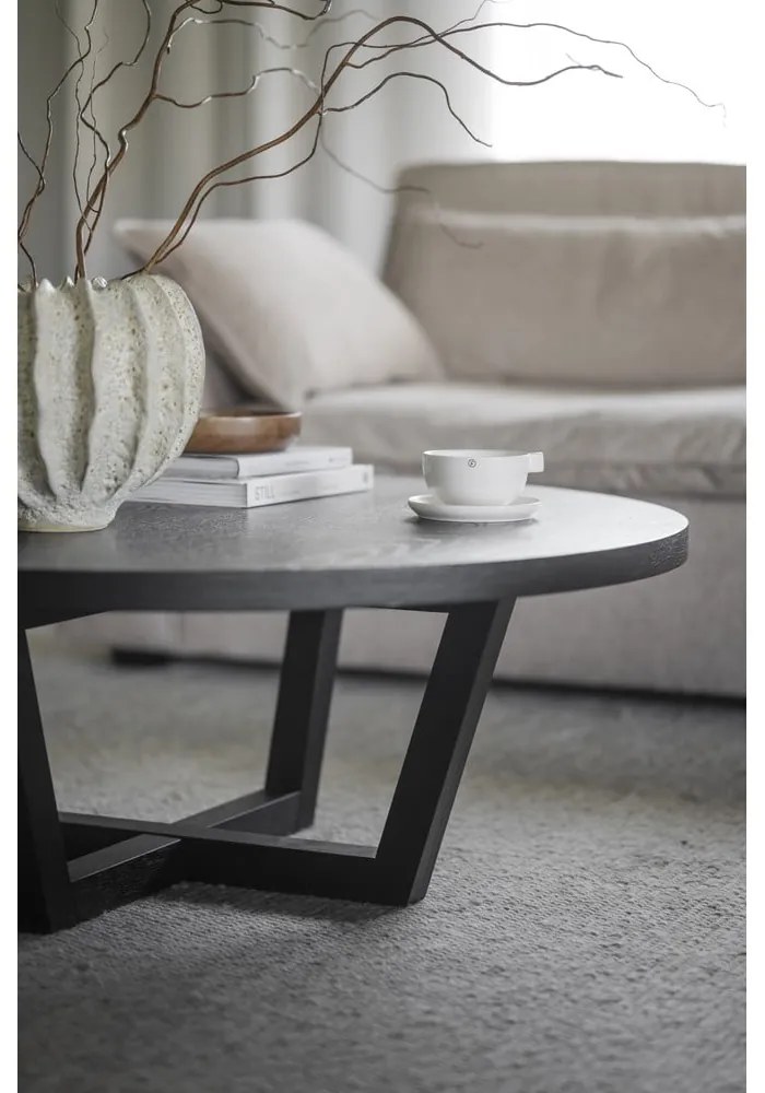 Tavolino rotondo nero in rovere ø 110 cm Boxford - Rowico