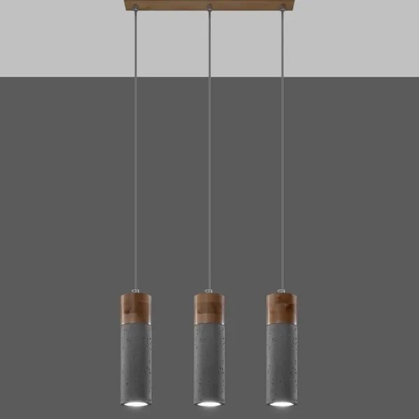 Sollux SL.0967 - Lampadario a sospensione con filo ZANE 3xGU10/40W/230V calcestruzzo/legno