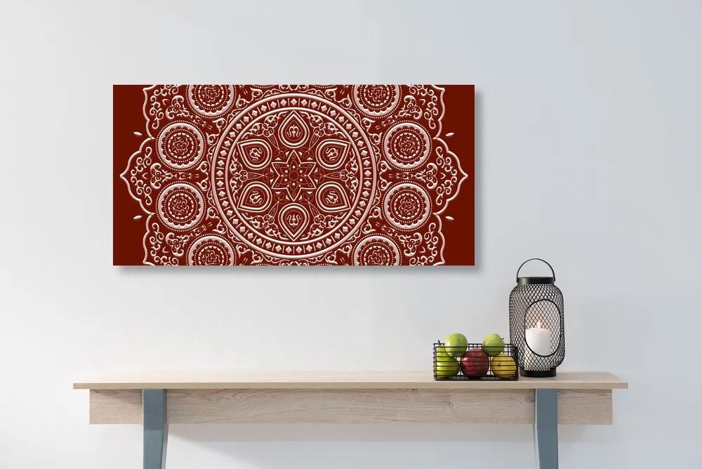 Quadro su tela – Mandala etnica delicata in bordeaux