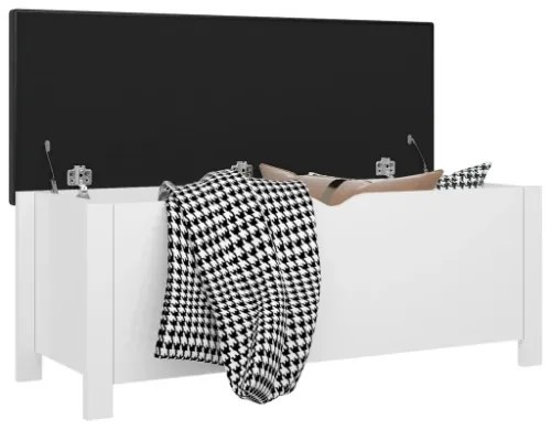 Contenitore con Cuscino Bianco Lucido 105x40x45cm Multistrato