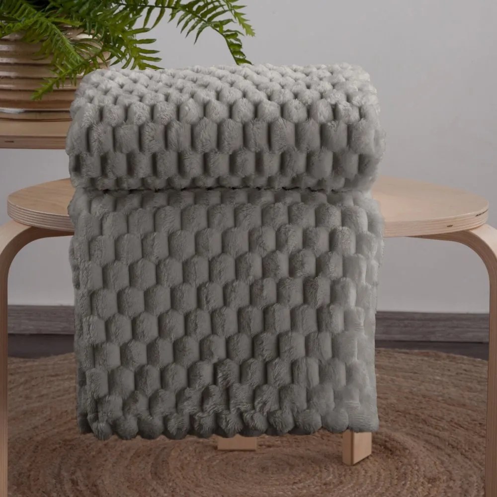 Coperta grossa in grigio con un motivo moderno Larghezza: 200 cm | Lunghezza: 220 cm