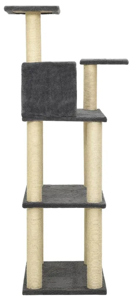 Albero per gatti con tiragraffi in sisal grigio scuro 119 cm