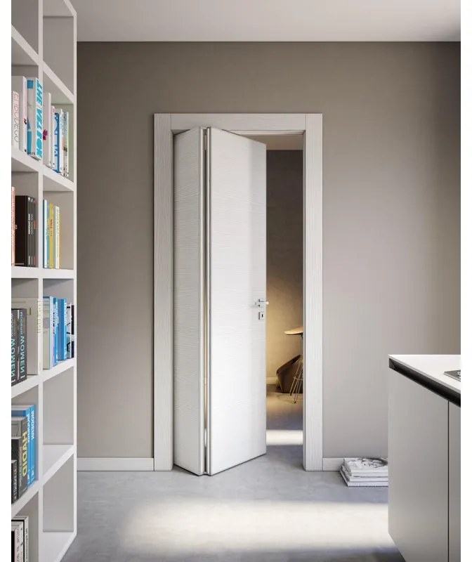 Porta pieghevole a libro asimmetrica Rimini bianco matrix L 80 x H 210 cm sinistra