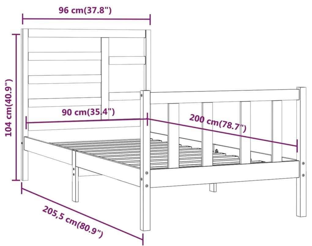 Giroletto Bianco in Legno Massello di Pino 90x200 cm