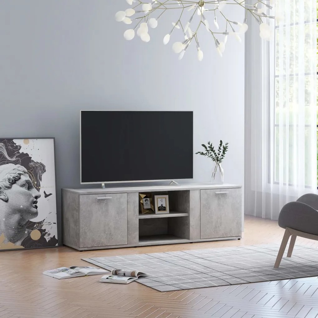 Mobile Porta Tv Grigio Cemento 120x34x37cm İn Legno Multistrato /