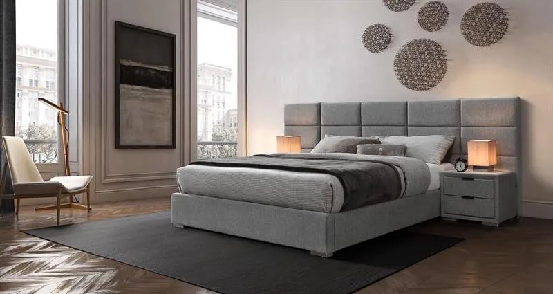 Letto Levanter imbottito in grigio - 160x200 cm