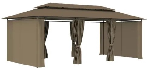 Gazebo con Tende 600x298x270 cm Grigio Talpa 180 g/m²