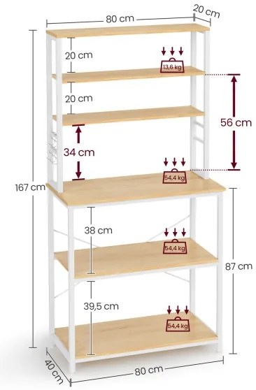 Scaffale da cucina MARGE marrone/bianco