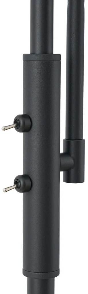 Lampada da terra di design nera con vetro fumé 2 luci - Brianna