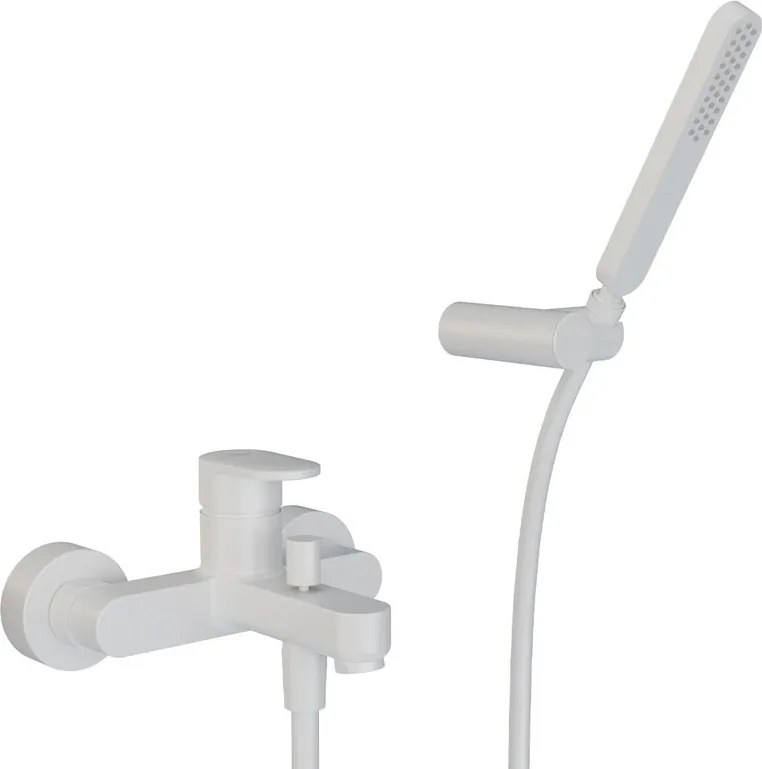Rubinetto per vasca getto laminare cristallino PLANO per muro bianco verniciato HUBER