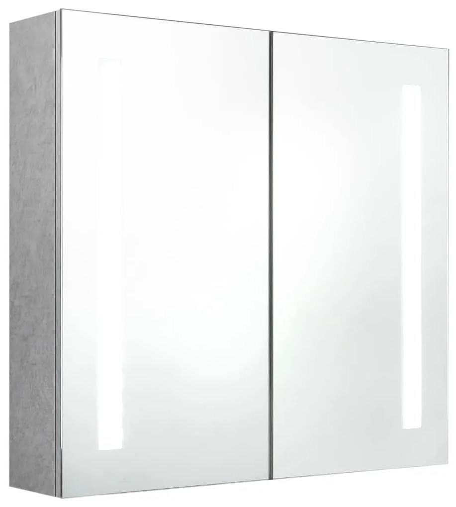 Armadietto bagno con specchio e led grigio cemento 62x14x60 cm