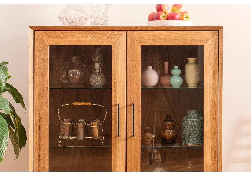 Vetrina in legno di quercia di colore naturale 97x125 cm Abies - The Beds