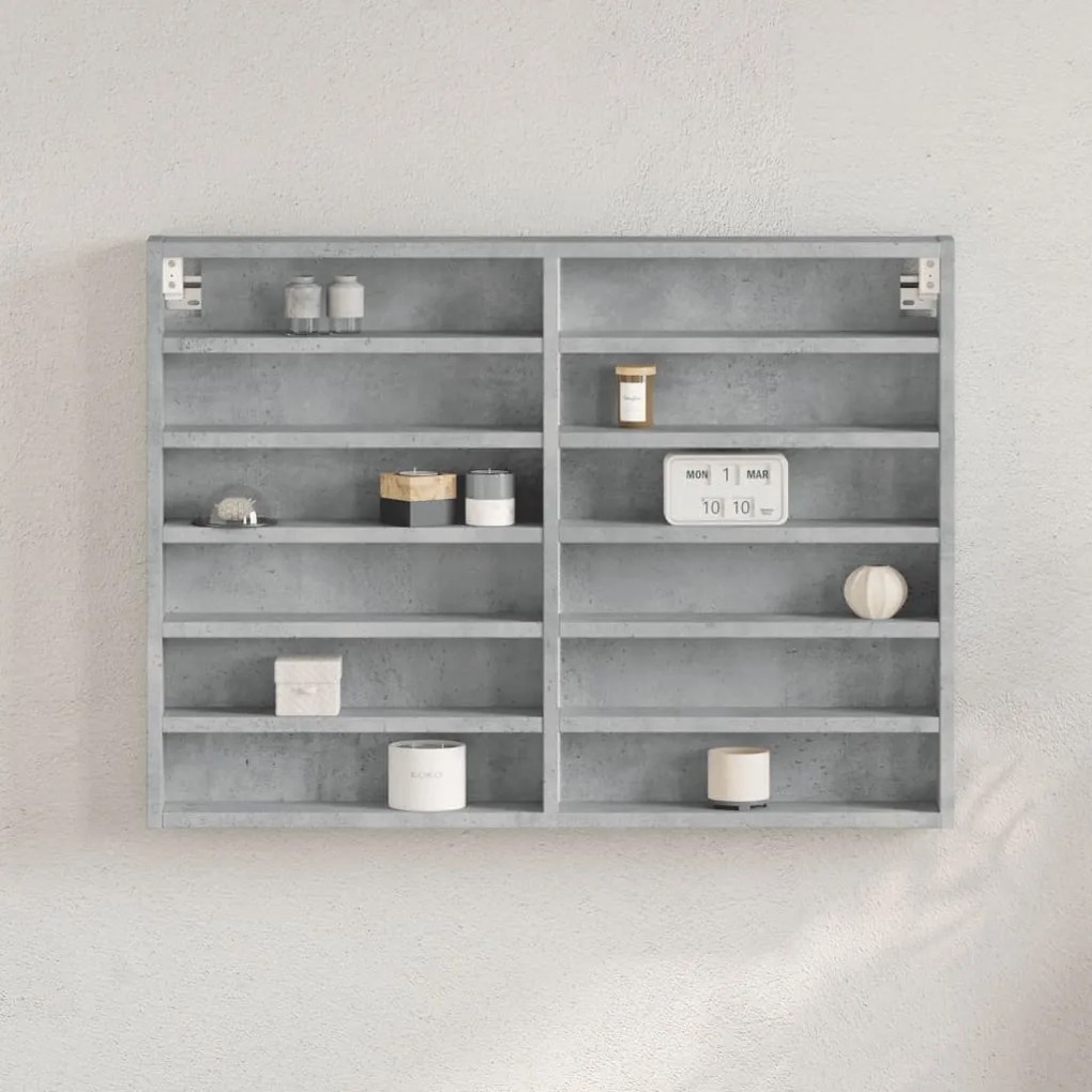 Armadietto Vetrina Grigio Cemento 80x8,5x58 Cm Multistrato /