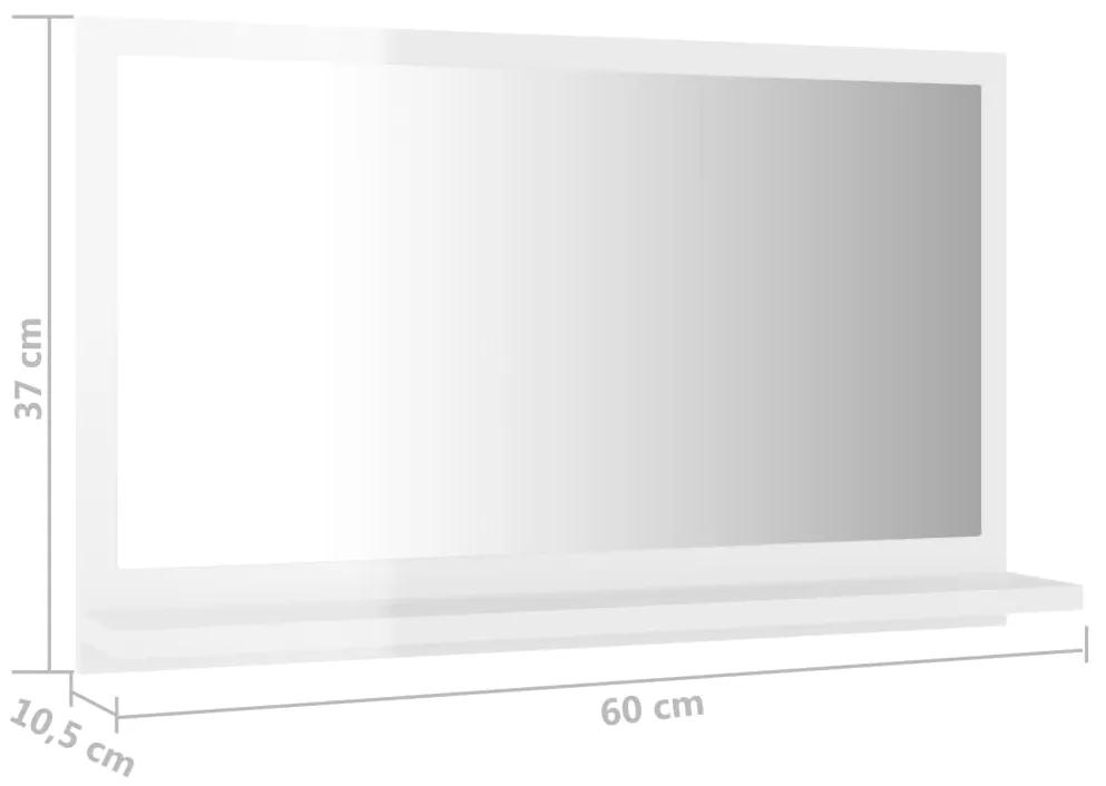 Specchio da Bagno Bianco Lucido 60x10,5x37 cm Legno Multistrato