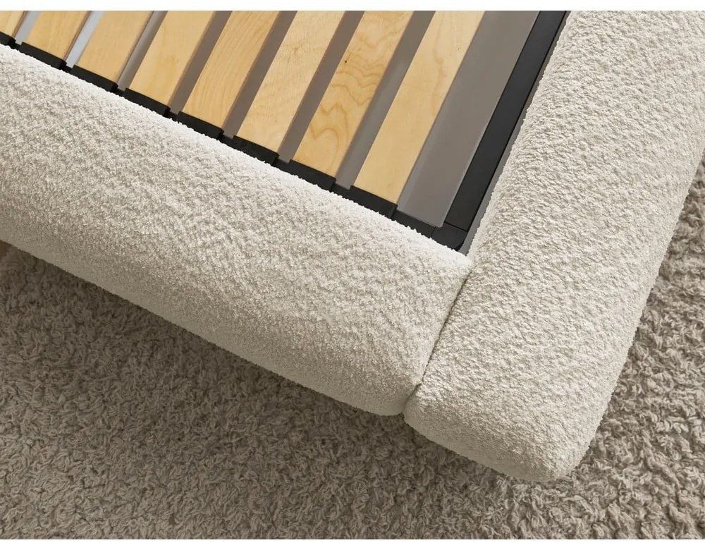 Letto matrimoniale beige imbottito con spazio contenitivo con rete inclusa 160x200 cm Orlane – Bobochic Paris