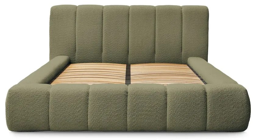 Letto matrimoniale imbottito verde contenitore e rete inclusi 180x200 cm Denali - Bobochic Paris