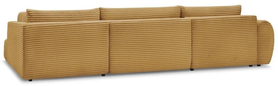 Divano angolare color senape allungabile (con penisola a sinistra/a forma di "U") con rivestimento in velluto a coste Lucien – Bobochic Paris