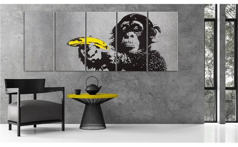 Quadro Monkey and Banana  Colore Nero, Dimensioni e Misure 200x80