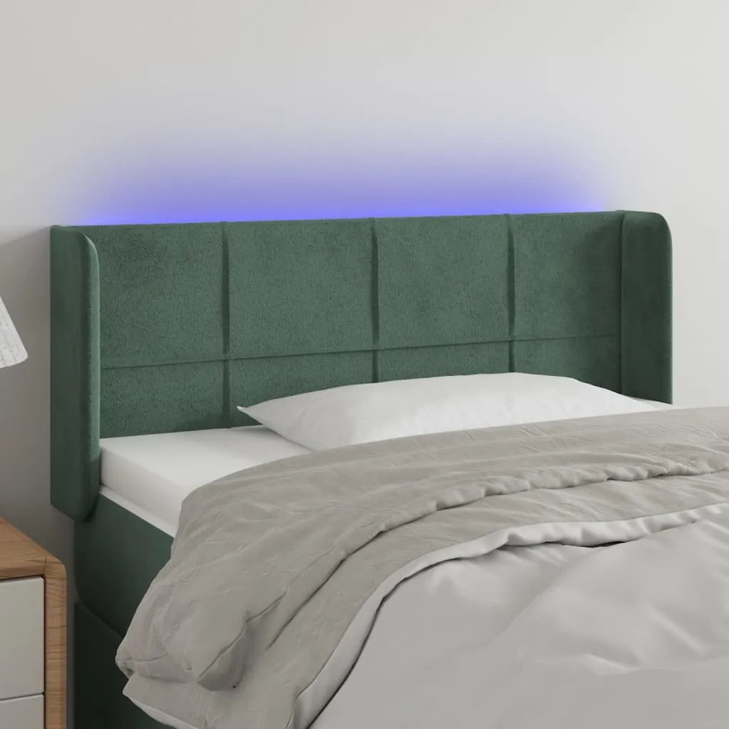 Testiera A Led Verde Scuro 103x16x78/88 Cm İn Velluto /