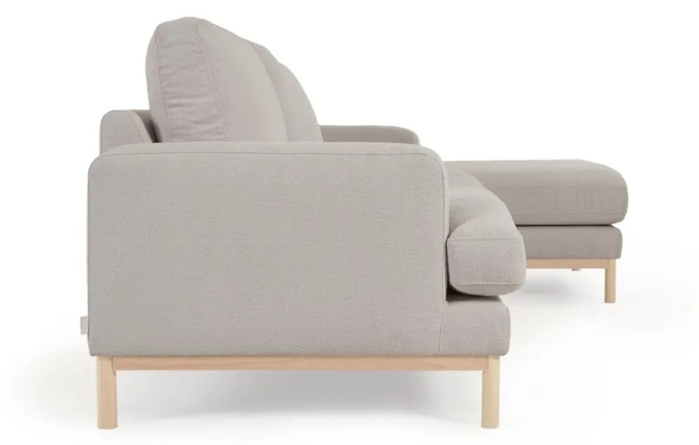 Kave Home - Divano Mihaela 3 posti con chaise longue destra in shearling grigio 264 cm